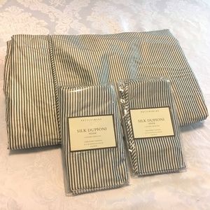 Pottery barn Silk Dupioni Pinstripe King size Duvet cover with two Euro Sham